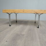 Table basse plateau bois pieds alu