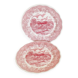 2 Italian English porcelain dinner plates: Swiss Landscape