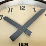 Black industrial factory wall clock from IBM, 1950s