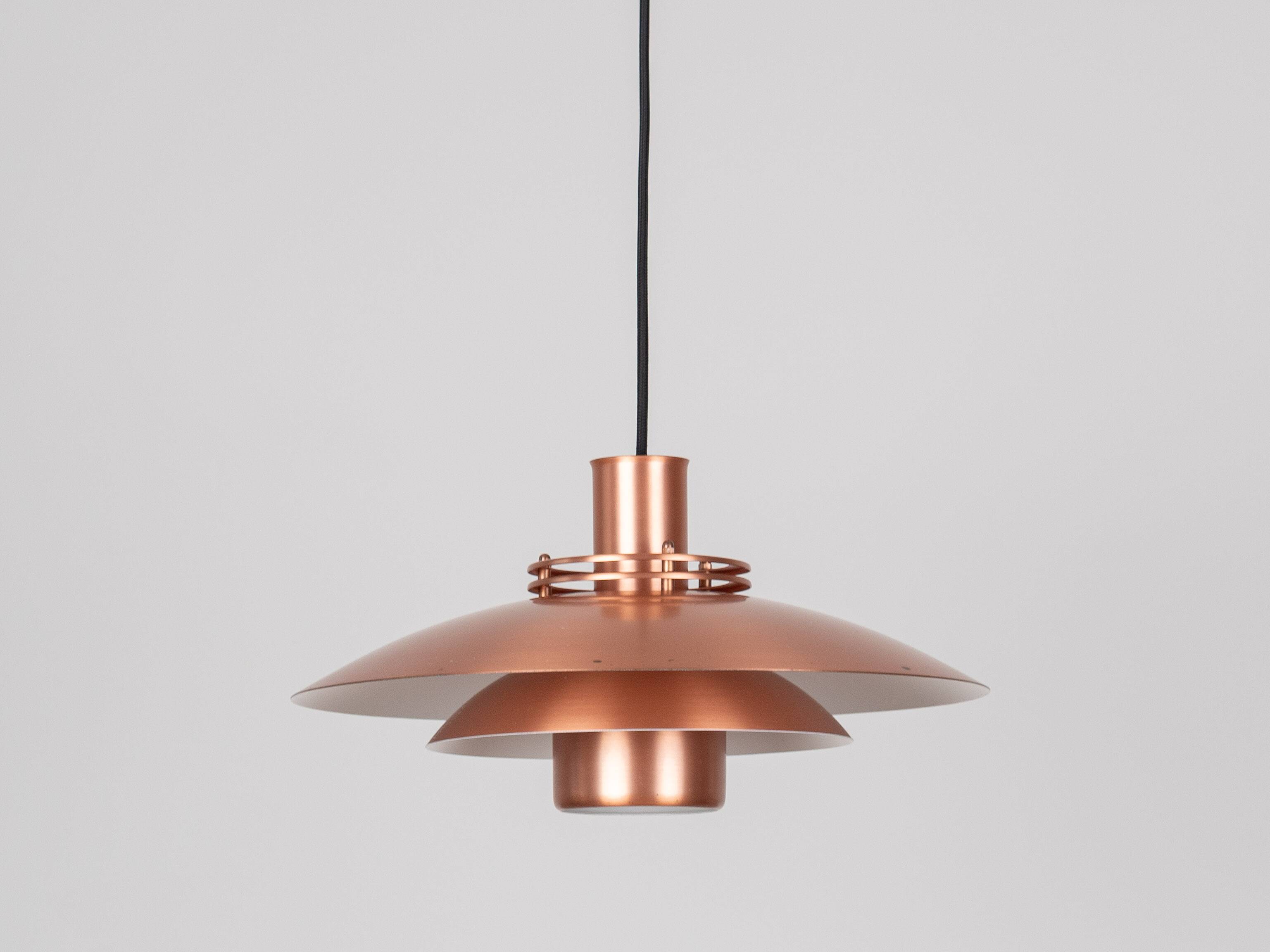 Vintage Copper Pendant Lamp by Form-Light, Danish Mid-Century Modern Lighti