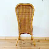 High back wicker chair