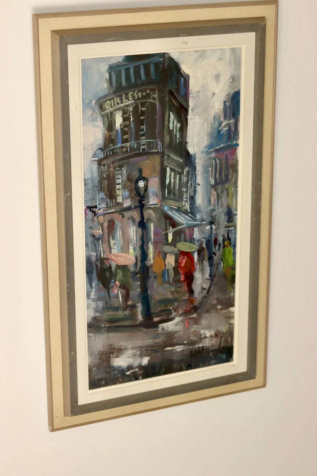 Peinture à l'huile sur panneau du milieu du siècle « Paris »