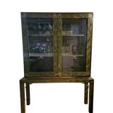 Cabinet in bamboo marquetry and brass by Dal Vera circa 1970