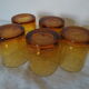 5 glasses of water blown glass bubbled amber amber