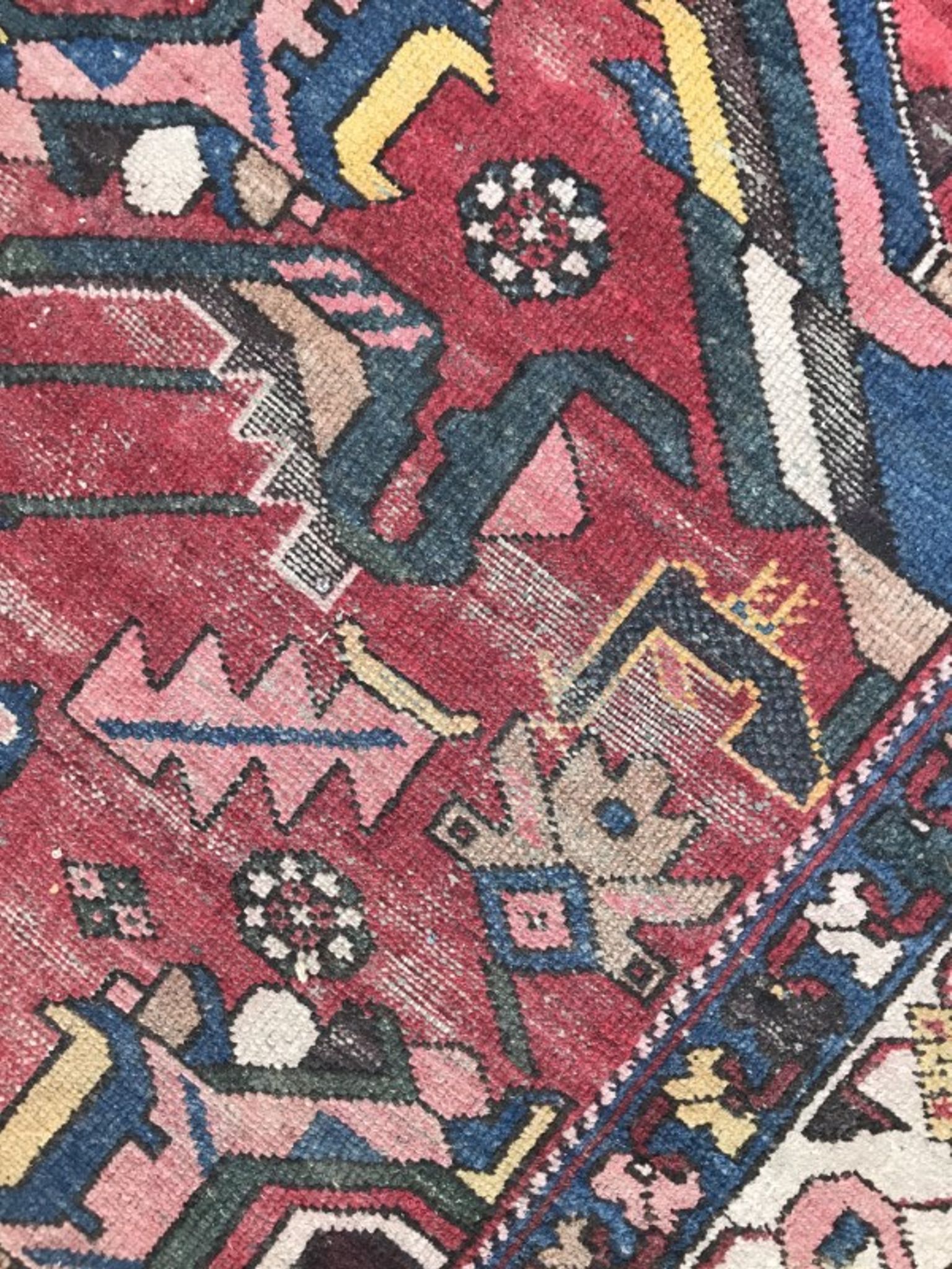 Large vintage Persian Zanjan carpet handmade