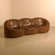 "Pumpkin" 3-seater canapé in patinated brown leather by Pierre Paulin for Arti.