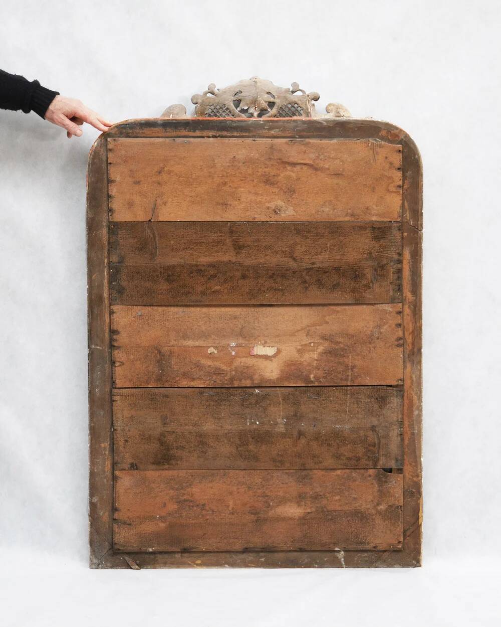 19th-century Louis-Philippe mirror with patina and pediment.