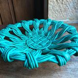 Woven green ceramic basket
