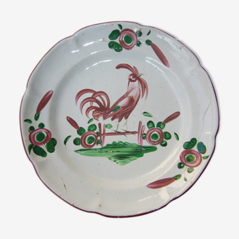 Ancient plate decorated with a rooster the 19th century ISLETTES