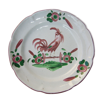 Ancient plate decorated with a rooster the 19th century ISLETTES