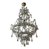 Old 19th century chandelier with rock crystal pendants