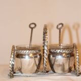 Silver-plated metal salt and pepper shakers