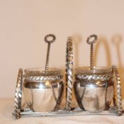 Silver-plated metal salt and pepper shakers