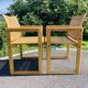 Paire de fauteuils vintage bois et cannage scandinave