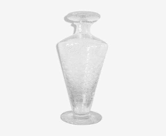 Vase bonbonnière en verre soufflé gravé | Selency