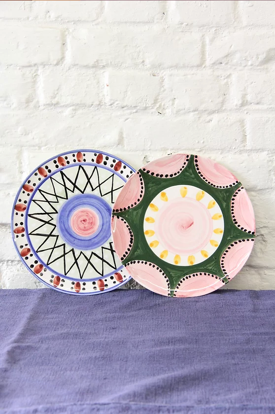 Set of 2 'grant & bell' dessert plates