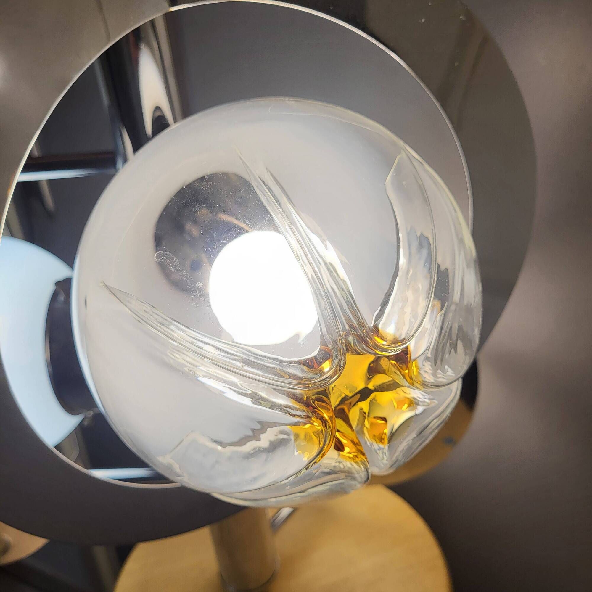 Pendant lamp, chandelier, chrome and Murano glass, Mazzega, Italy, 1960-70