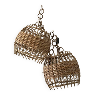 Vintage rattan pendant light