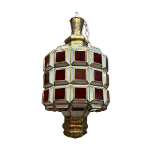 Lustre oriental verre rouge et