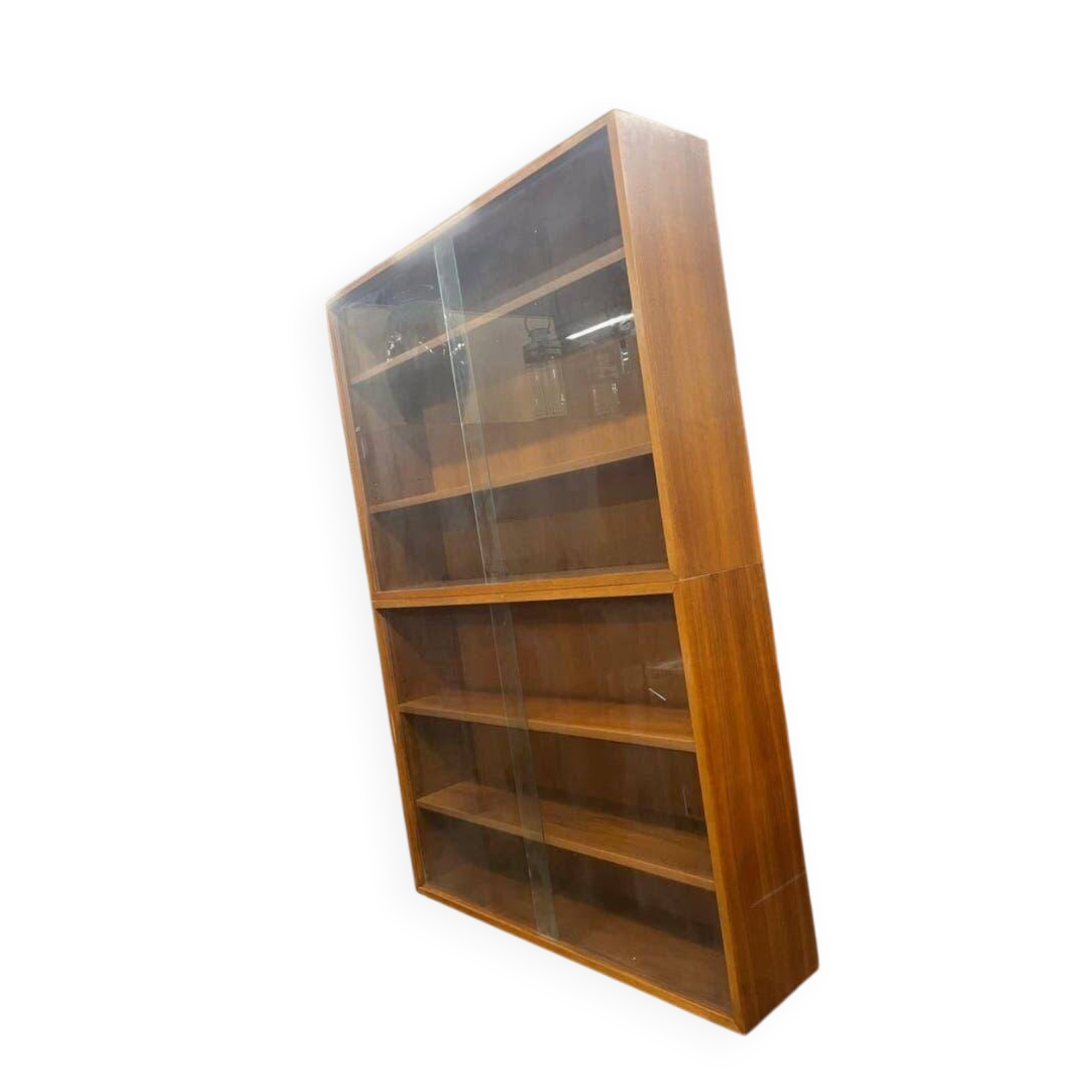 Vitrine/armoire de rangement vintage en bois et verre