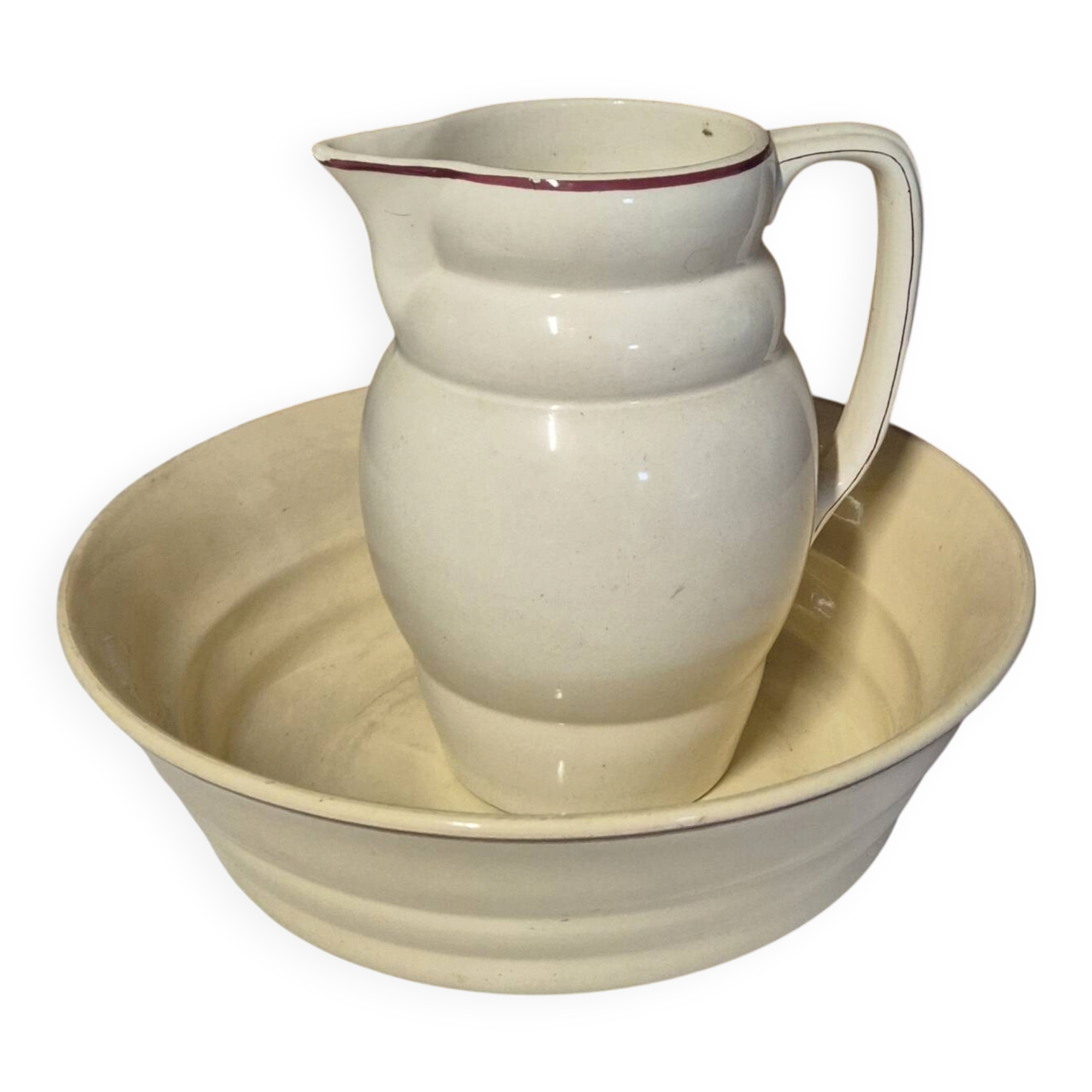 Longchamp France antique earthenware bowl and basin