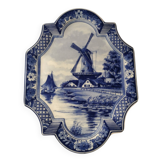 Delft blue ceramic wall lamp souvenir of holland signed on the back