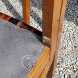 Set of 5 70s designer chairs in beech and orange and brown velvet Self éditeur
