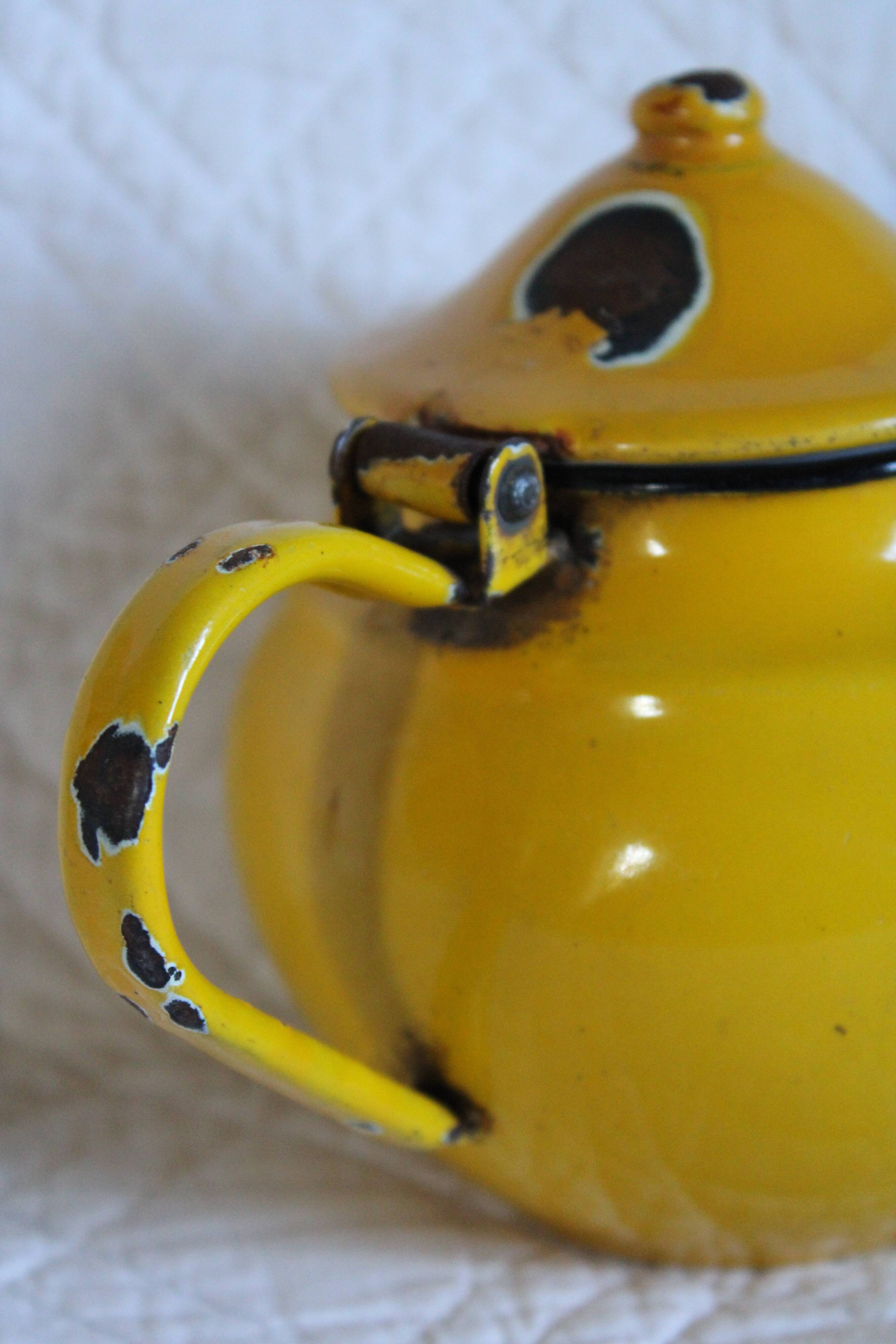 Ancient enamelled teapot