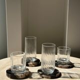 Set of 4 fossilized wooden coasters
