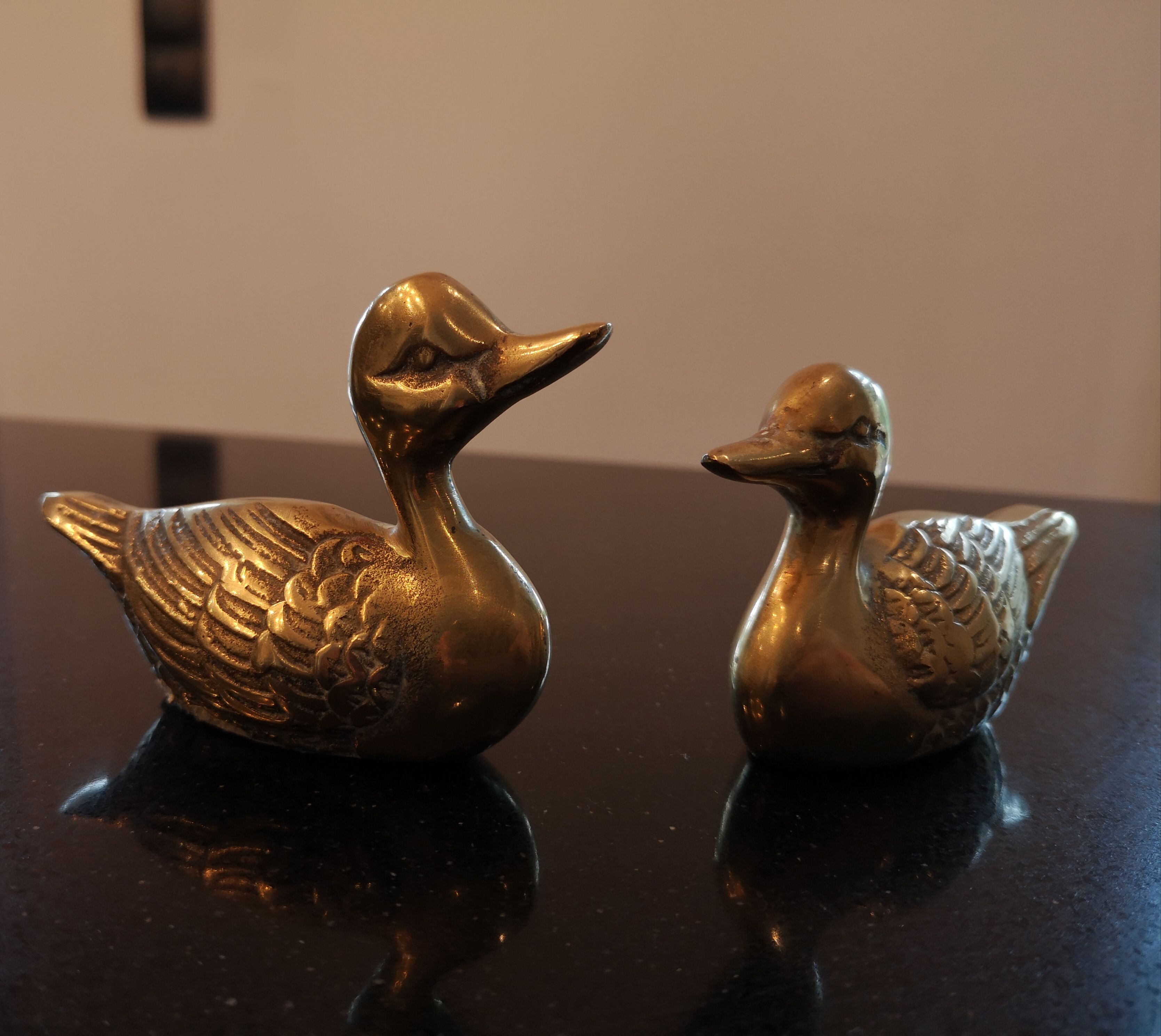 Paire de canards en laiton