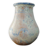 Grand vase balustre ancien en terre cuite à glaçure rose
