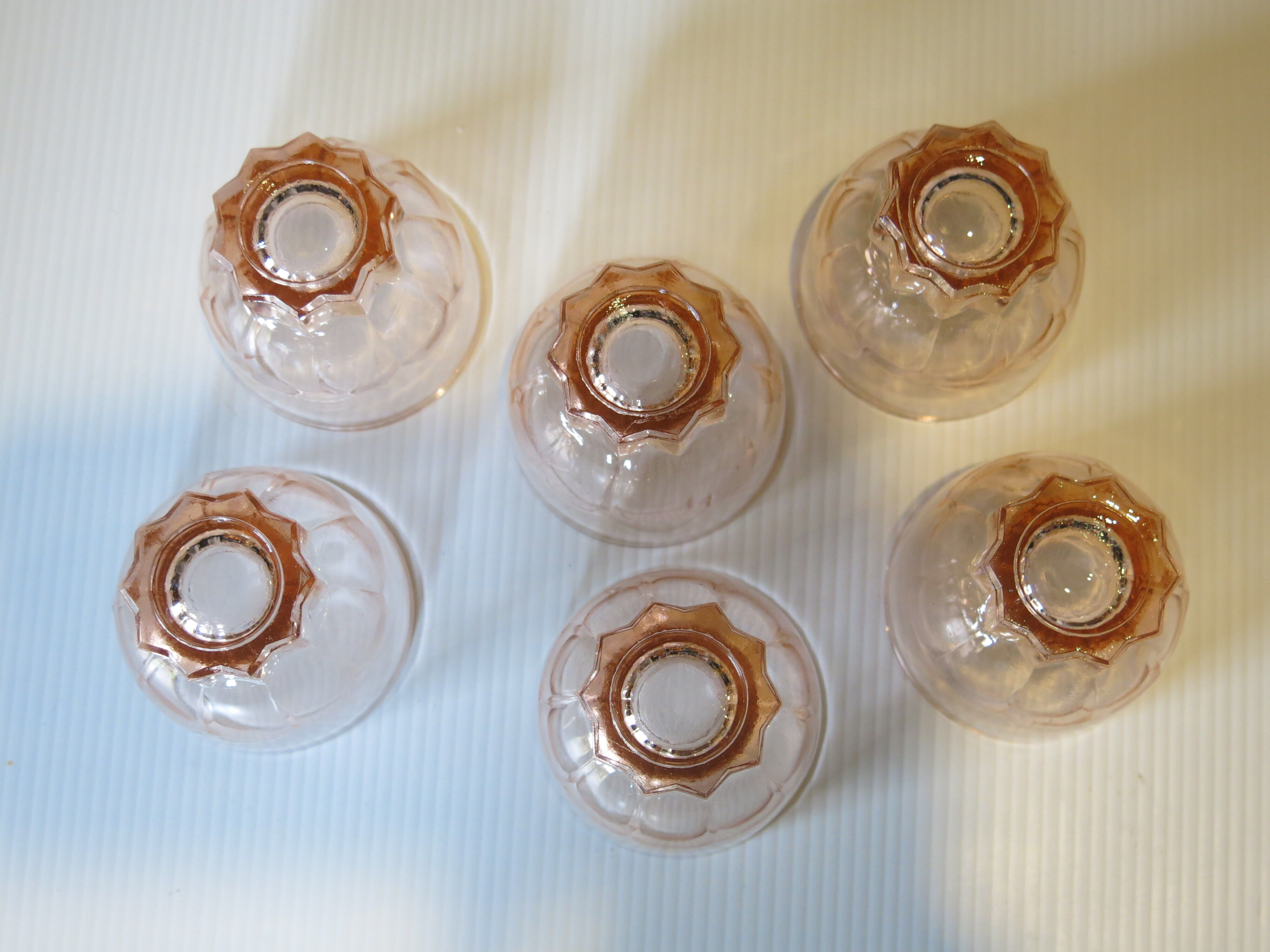 6 vintage pink glasses