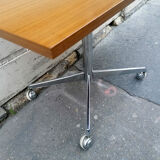 TV or side table, chrome and laminate wood, 1970