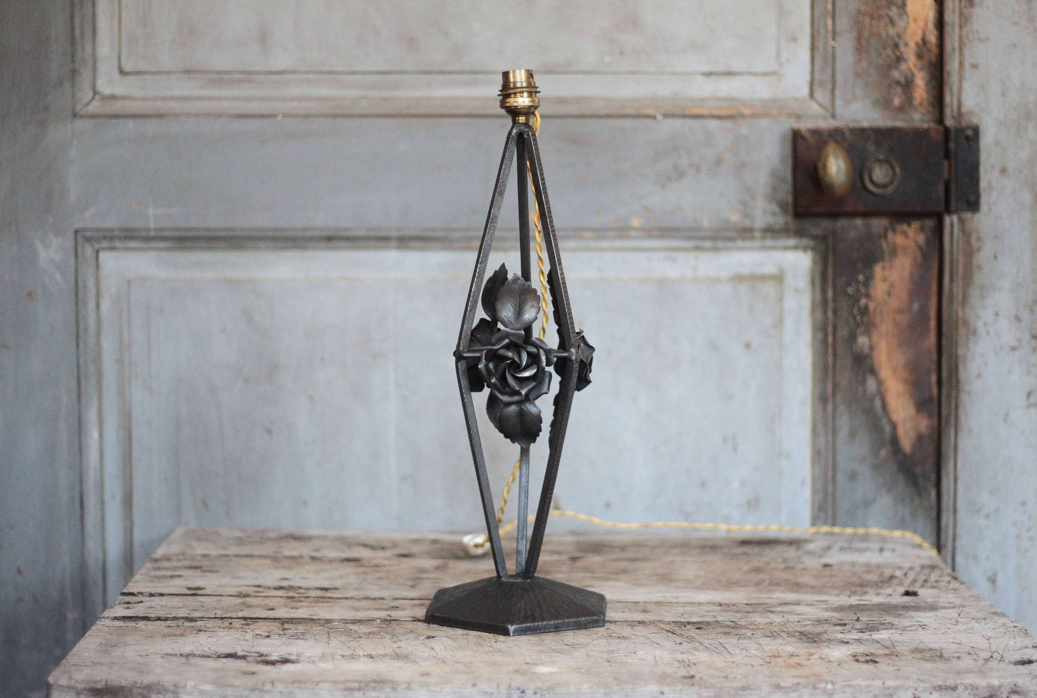 Vintage wrought iron lamp, table lamp, ironwork, lamp