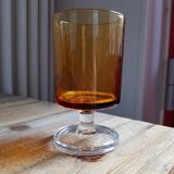 Set of 6 vintage brown foot glasses