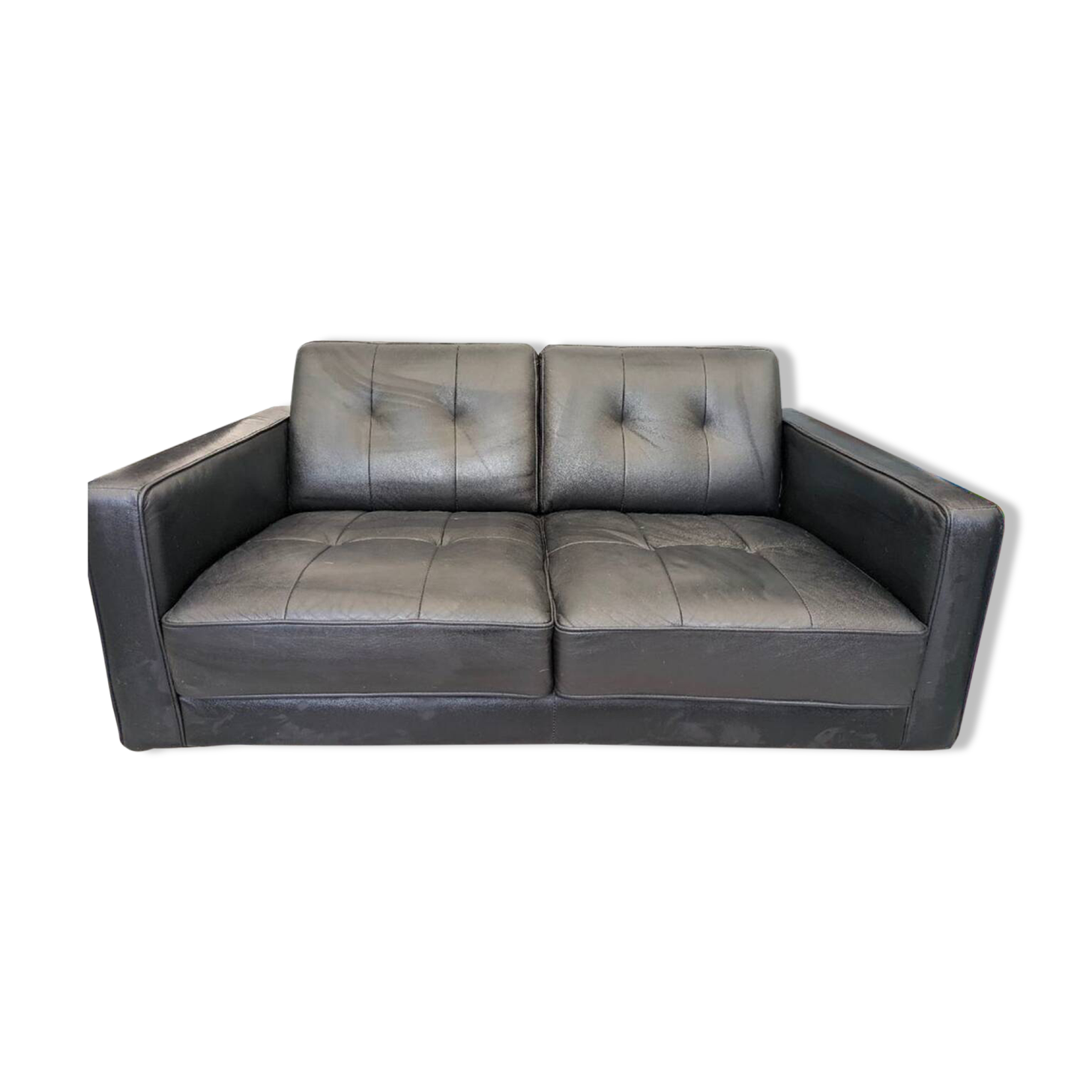 Black leather sofa