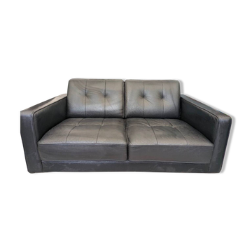 Black leather sofa