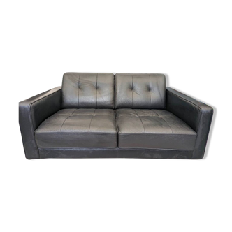 Black leather sofa