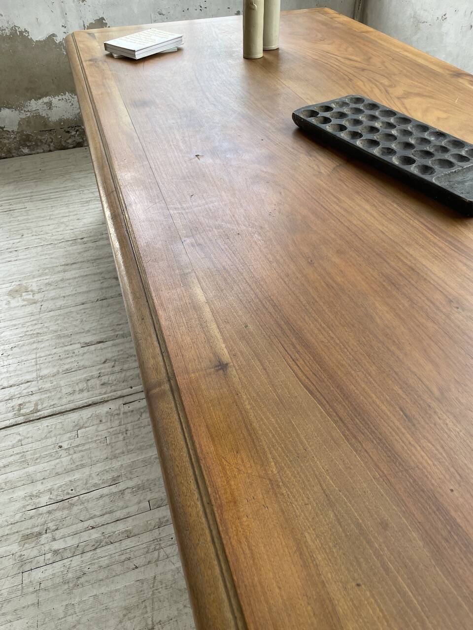 Solid walnut farmhouse castle table 1900 XXL