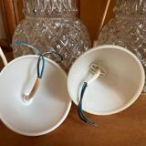 2 baladeuses suspensions en verre moulé vintage