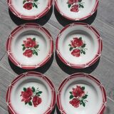 Series of 6 hollow plates in earthenware Digoin Sarreguemines model Cibon