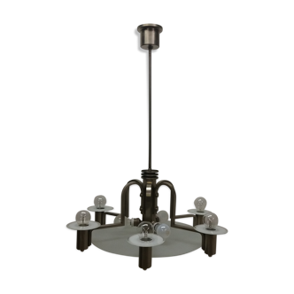 1930 Art deco Metal chandelier Functionalism, Czechoslovakia