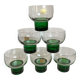 Six green footed Space Age glasses Luminarc.