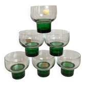 Six green footed Space Age glasses Luminarc.