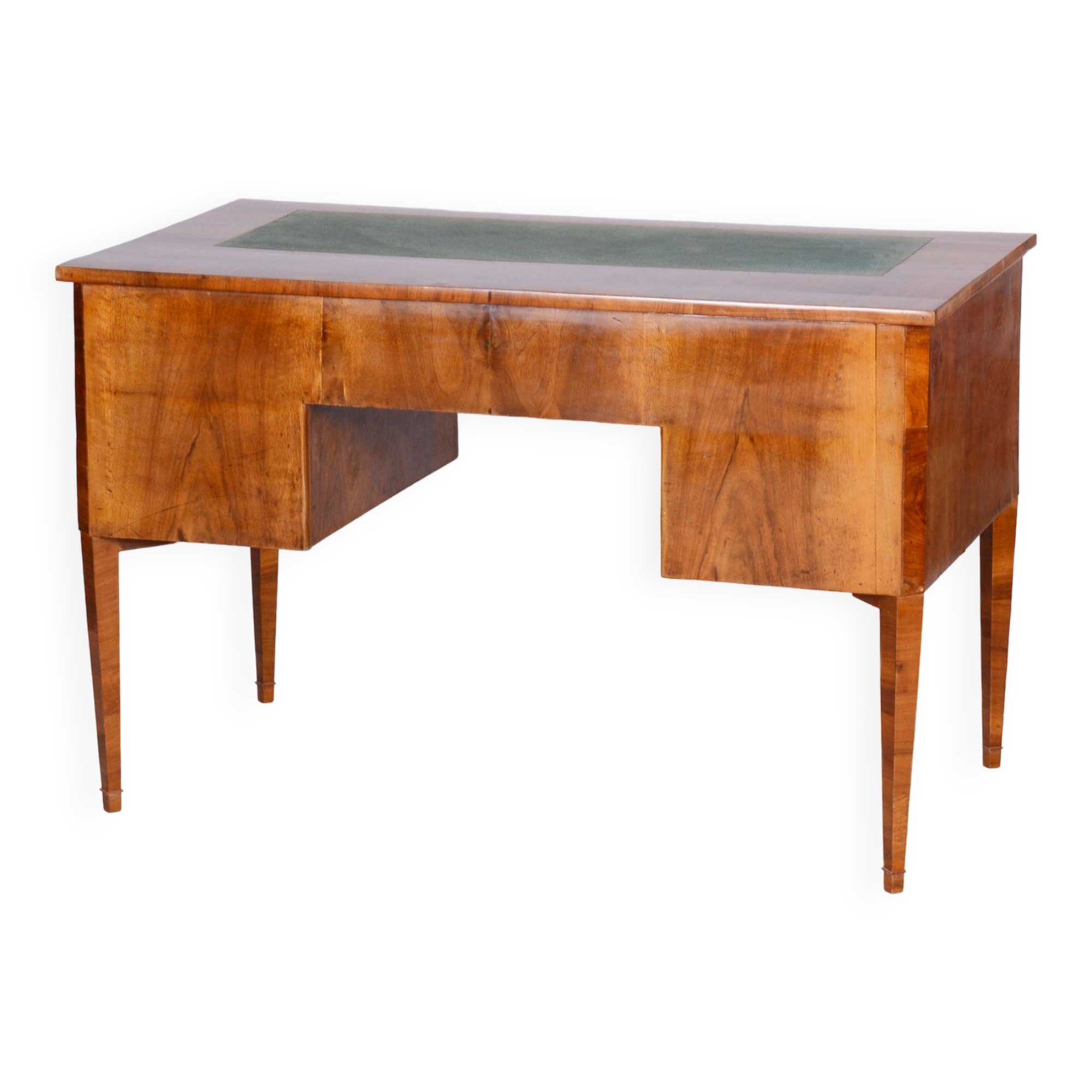 Restored biedermeier walnut writing desk, revived polish, czechia, 1830s