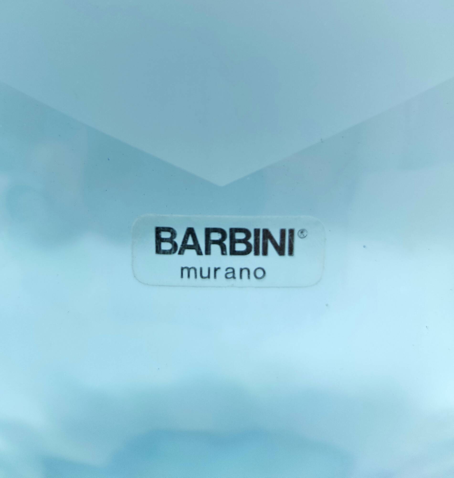 Round Cyan Murano Glass Bottle by Alfredo Barbini, Italy, 1980s