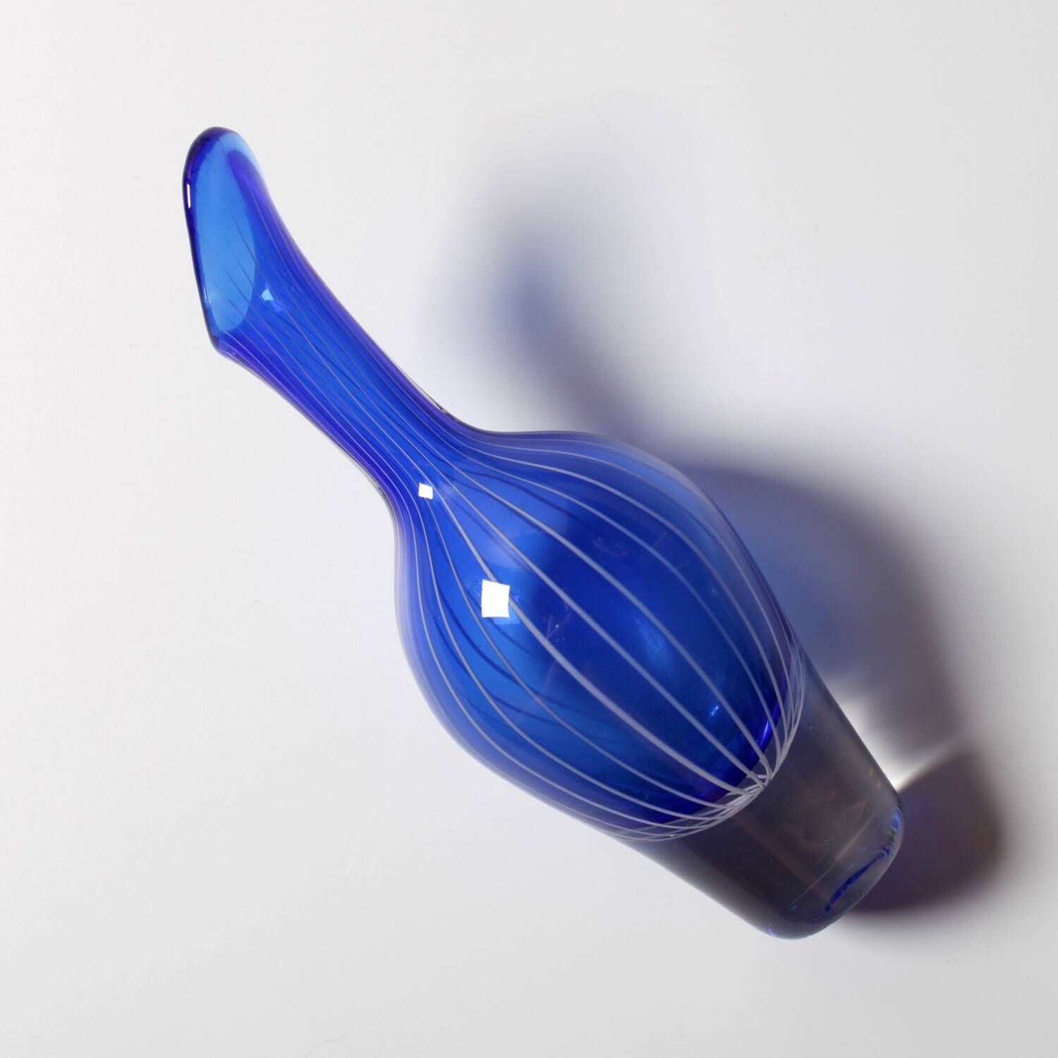 Mid-Century Modern Blue Art Glass Vase: Jan Johansson Orrefors, Sweden