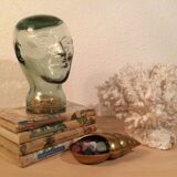 Molded glass head curiosity cabinet
