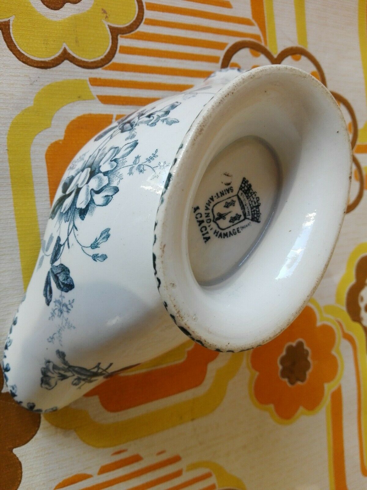 Saint Amand Hamage acacia floral pattern petrol blue vintage