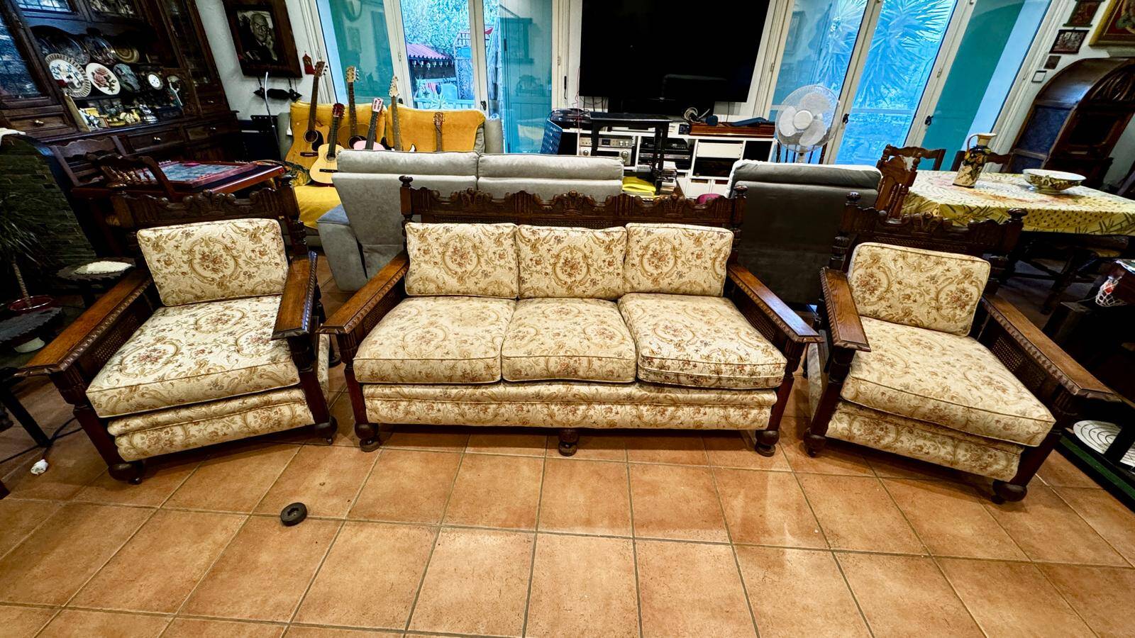 Salon style Jacobin 1910 - 3-seater sofa and 2 armchairs
